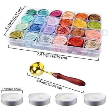 Metallic Assorted Color Wax Seal Beads - 24 Colors Sealing Wax Beads for Making Wax Seals, Decor for Envelope Letter Wedding Invitation and Sealing Wine Bottle