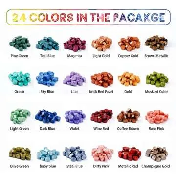 Metallic Assorted Color Wax Seal Beads - 24 Colors Sealing Wax Beads for Making Wax Seals, Decor for Envelope Letter Wedding Invitation and Sealing Wine Bottle