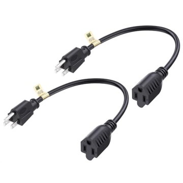 Cable Matters Heavy Duty 1ft Extension Cord - 2 Pack 16 AWG 13A Power Cord