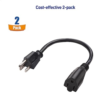 Heavy Duty 1ft Power Extension Cords 2 Pack