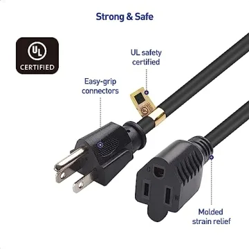 Heavy Duty 1ft Power Extension Cords 2 Pack