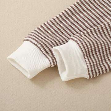 ZAXARRA Baby Boy Fall Clothes Long Sleeve Toddler Boy Waffle Sweatshirt Pullover Tops Pants Infant Fall Winter Outfits (Khaki, 2-3T)
