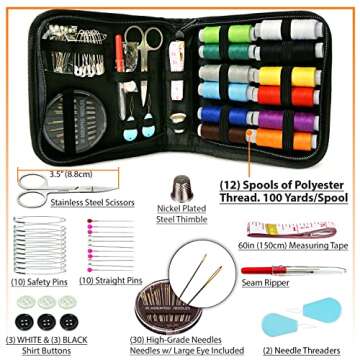 Small Basic Sewing Kit for Beginners – Easy to Use Portable Needle and Thread Kit with Sewing Supp...