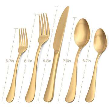 Matte Gold Silverware Set,SHARECOOK Satin Finish 40-Piece Stainless Steel Flatware Set, Kitchen Uten...