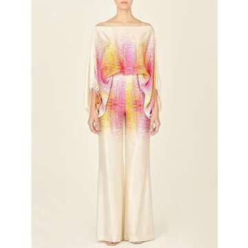 REASERAL Womens Fall Loose 2 Piece Outfits Off Shoulder Printed Long Sleeve Casual Going Out Wide Le...