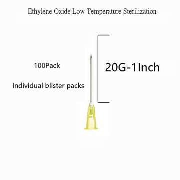 SHAOTONG Luer Lock Accessories - 100Pcs (20G-Long 1In) for Precise Liquid Handling