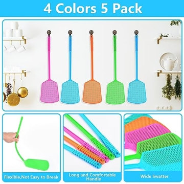 Durable 5 Pack Plastic Fly Swatter for Indoor and Outdoor Use