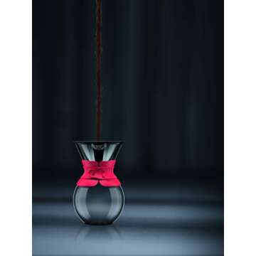 Bodum 34 oz Pour Over Coffee Maker, High-Heat Borosilicate Glass with Reusable Stainless Steel Filter and Black Band - Made in Portugal