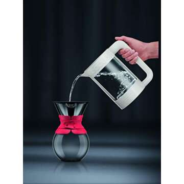 Bodum 34 oz Pour Over Coffee Maker, High-Heat Borosilicate Glass with Reusable Stainless Steel Filter and Black Band - Made in Portugal