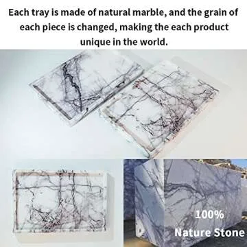 Real Luxurious Vanity Tray Natural Genuine Marble Storage Tray for Home Decor Stone Tray for Bathroom/Kitchen/Vanity/Dresser Non-Resin/Non-Ceramic(Lilac)