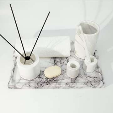 Real Luxurious Vanity Tray Natural Genuine Marble Storage Tray for Home Decor Stone Tray for Bathroom/Kitchen/Vanity/Dresser Non-Resin/Non-Ceramic(Lilac)