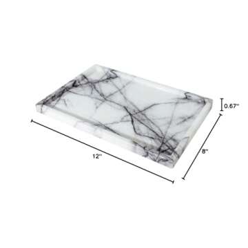 Real Luxurious Vanity Tray Natural Genuine Marble Storage Tray for Home Decor Stone Tray for Bathroom/Kitchen/Vanity/Dresser Non-Resin/Non-Ceramic(Lilac)