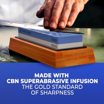 Expert Knife Sharpening Stone with Bamboo Base and Angle Guide