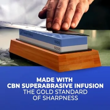 Expert Knife Sharpening Stone with Bamboo Base and Angle Guide