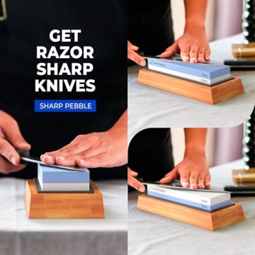 Expert Knife Sharpening Stone with Bamboo Base and Angle Guide