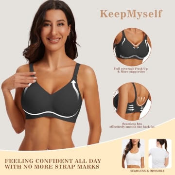 KeepMyself Wireless Bras for Women No Underwire Push Up Comfort Soft Bra Seamless Supportive Full Co...