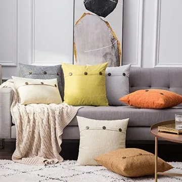 MIULEE Decorative Linen Throw Pillow Covers Set of 2