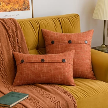 MIULEE Decorative Linen Throw Pillow Covers Set of 2