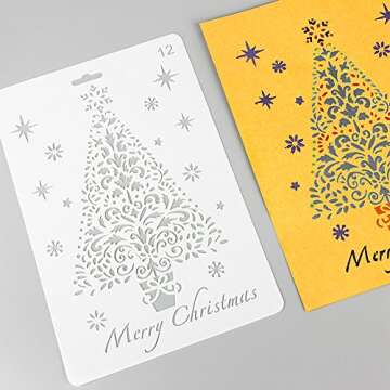COCODE Christmas Stencils Set of 12 for Holiday Crafts