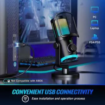 FIFINE Gaming PC Microphone, USB Streaming Microphone with Game Chat Balance, Computer Condenser Desktop RGB Mic with Mute Button, Noise Cancellation for Podcast/Twitch/Discord-AMPLIGAME AM6