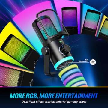 FIFINE Gaming PC Microphone, USB Streaming Microphone with Game Chat Balance, Computer Condenser Desktop RGB Mic with Mute Button, Noise Cancellation for Podcast/Twitch/Discord-AMPLIGAME AM6