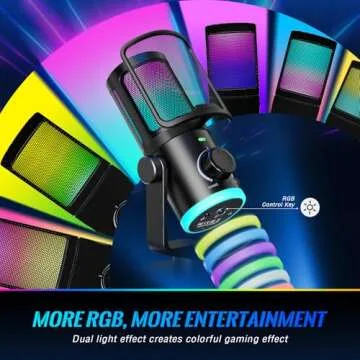 FIFINE Gaming PC Microphone, USB Streaming Microphone with Game Chat Balance, Computer Condenser Desktop RGB Mic with Mute Button, Noise Cancellation for Podcast/Twitch/Discord-AMPLIGAME AM6