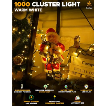 EcoNour 1000 LED Cluster Twinkle Lights for Christmas