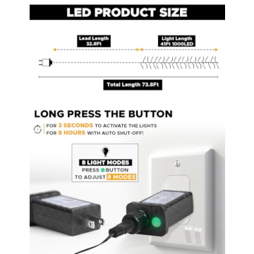 EcoNour 1000 LED Cluster Twinkle Lights for Christmas