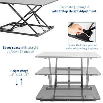 VIVO Black Slim Height Adjustable Desk Converter