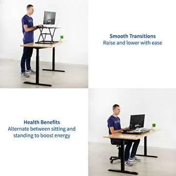 VIVO Black Slim Height Adjustable Desk Converter