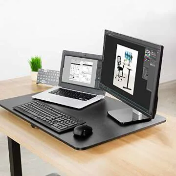 VIVO Black Slim Height Adjustable Desk Converter