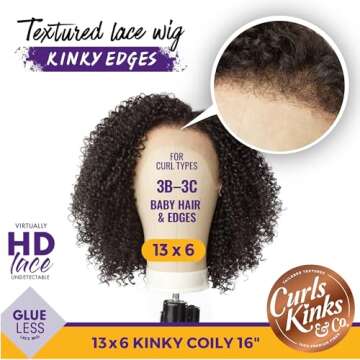 Sensationnel Curls kinksandco kinkyedges wig - kinky coily 16 inch 13x6 lace frontal natural kinkyte...