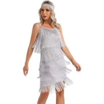 Elegant 1920s Flapper Dress & Headband for Parties
