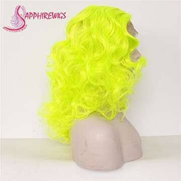 Sapphirewigs Yellow Color Wavy Glueless Synthetic Lace Front Wig Heat Resistant Hand Tied Lace Front Wigs For Women Party
