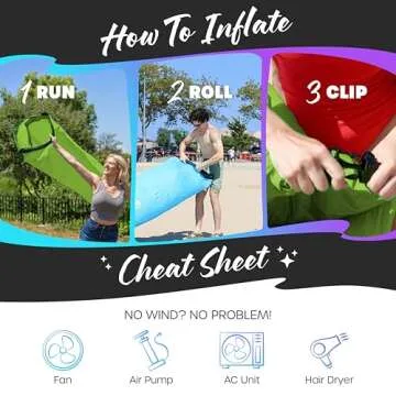 Nevlers Blue & Green Inflatable Couch 2 Pack | 210T Polyester Blow Up Couch | No-Pump Inflatable Chair Set | Sofa Bed Chair w/ 450 lbs. Capacity, Pockets & Carry Bags for Use as Portable Hammock