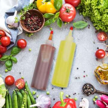 Cornucopia 8oz HDPE Plastic Squeeze Bottles w/Yorker Tips (6-Pack), Empty Refillable Bottles for Art...