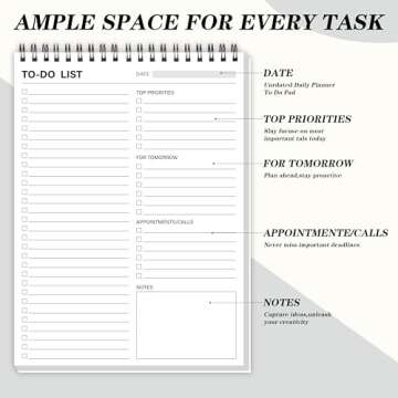 To Do List Notepad-Daily Planner Notepad 104 Pages Task Planner, 6.7" x 9.8" To Do List Notebook with Checklist Productivity Planning Pad Perfect for Work Office Home