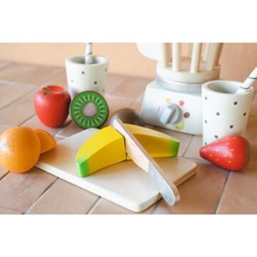 New Classic Toys Wooden Smoothie Set - Pretend Play Toy for Kids Cooking Simulation Educational Toys and Color Perception Toy for Preschool Age Toddlers Boys Girls