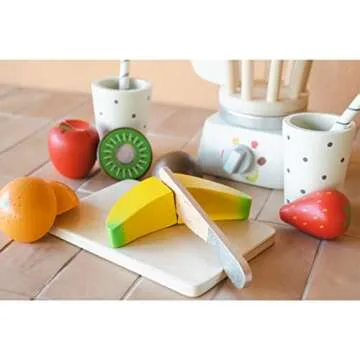 New Classic Toys Wooden Smoothie Set - Pretend Play Toy for Kids Cooking Simulation Educational Toys and Color Perception Toy for Preschool Age Toddlers Boys Girls