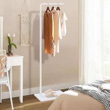 YheenLf Coat Rack Freestanding with Rock Slab Base, Metal Entryway Furniture, Hanger Stand Suitable For Outerwear, Clothes, Handbags, White, 70.08 Inch