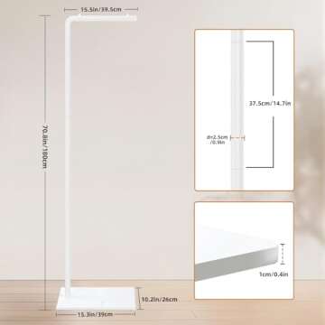 YheenLf Coat Rack Freestanding with Rock Slab Base, Metal Entryway Furniture, Hanger Stand Suitable For Outerwear, Clothes, Handbags, White, 70.08 Inch