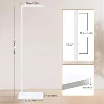 YheenLf Coat Rack Freestanding with Rock Slab Base, Metal Entryway Furniture, Hanger Stand Suitable For Outerwear, Clothes, Handbags, White, 70.08 Inch