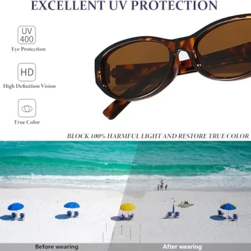 BRMHDY Retro Oval Sunglasses Women 90s Narrow Cat Eye Shades