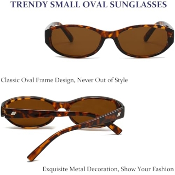 BRMHDY Retro Oval Sunglasses Women 90s Narrow Cat Eye Shades