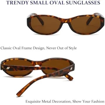 BRMHDY Retro Oval Sunglasses Women 90s Narrow Cat Eye Shades