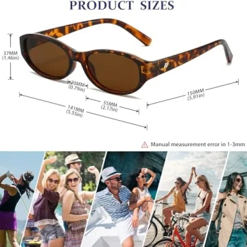 BRMHDY Retro Oval Sunglasses Women 90s Narrow Cat Eye Shades