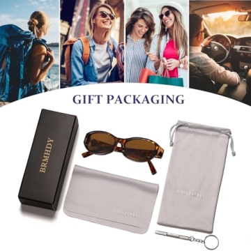 BRMHDY Retro Oval Sunglasses Women 90s Narrow Cat Eye Shades