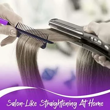 Herstyler Hair Straightener Comb - Flat Comb for Women - Travel Friendly - Easy Straightening and Styling - Get Straight Hair in Minutes (Purple)
