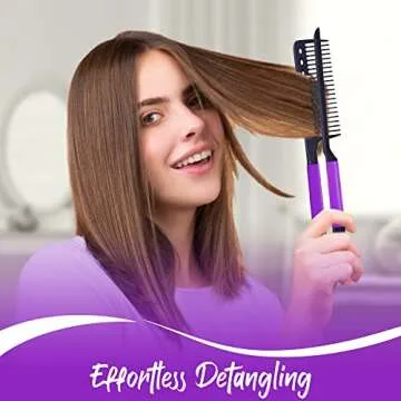 Herstyler Hair Straightener Comb - Flat Comb for Women - Travel Friendly - Easy Straightening and Styling - Get Straight Hair in Minutes (Purple)