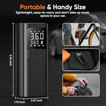 Tire Inflator Portable Air Compressor - 150PSI & 10000mAh Cordless Air Pump with Digital Tire Pressu...